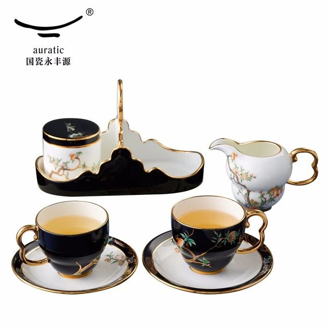 精美茶具推荐·Auratic 国瓷永丰源夫人瓷·石榴家园8头咖啡套具陶瓷咖啡