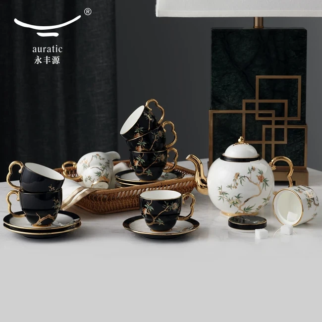 新品◆AURATIC 国瓷永丰源　ティーポット カップ＆ソーサー 高級茶器セット 新品◇AURATIC 国瓷永丰源 ティーポット カップ＆ソーサー 高級