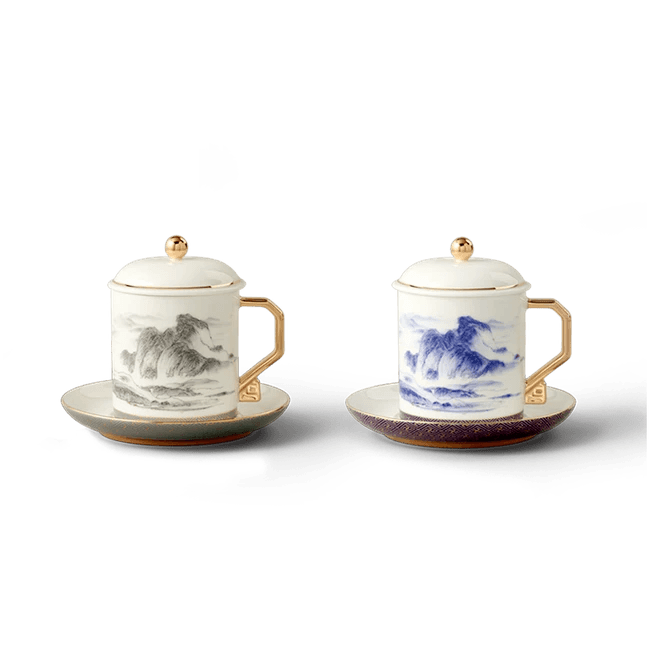 中国直邮，时效10-15天】Auratic 国瓷永丰源先生瓷·千里江山3件套会议杯