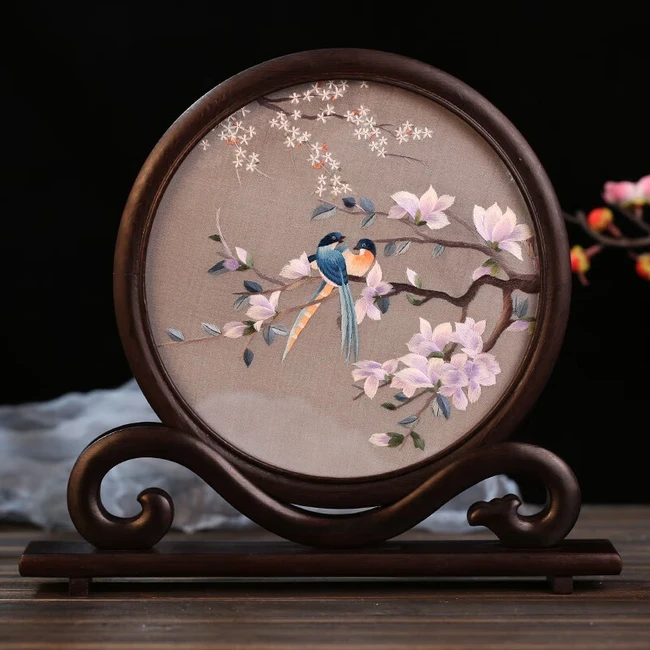 中国直邮，时效10-15天】蜀中瑰宝蜀绣双面刺绣熊猫文创摆件中国特色