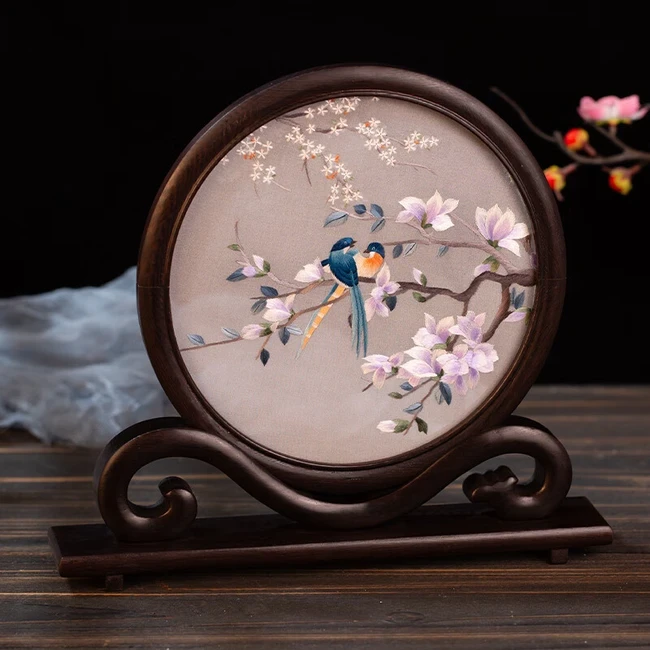 中国直邮，时效10-15天】蜀中瑰宝蜀绣双面刺绣熊猫文创摆件中国特色