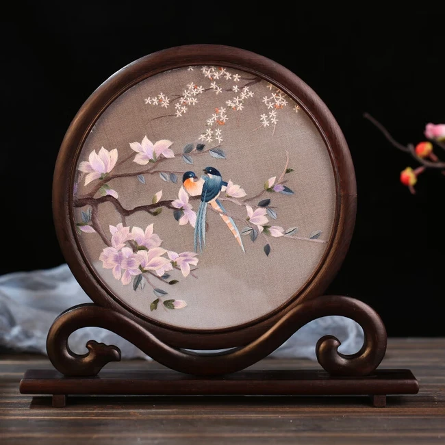 中国直邮，时效10-15天】蜀中瑰宝蜀绣双面刺绣熊猫文创摆件中国特色