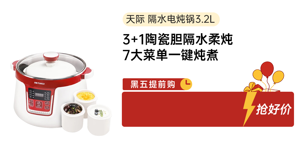 Tianji天际 隔水电炖锅大容量电炖盅 隔水锅炖汤锅 DGD32-32CG 适合3-5口之家