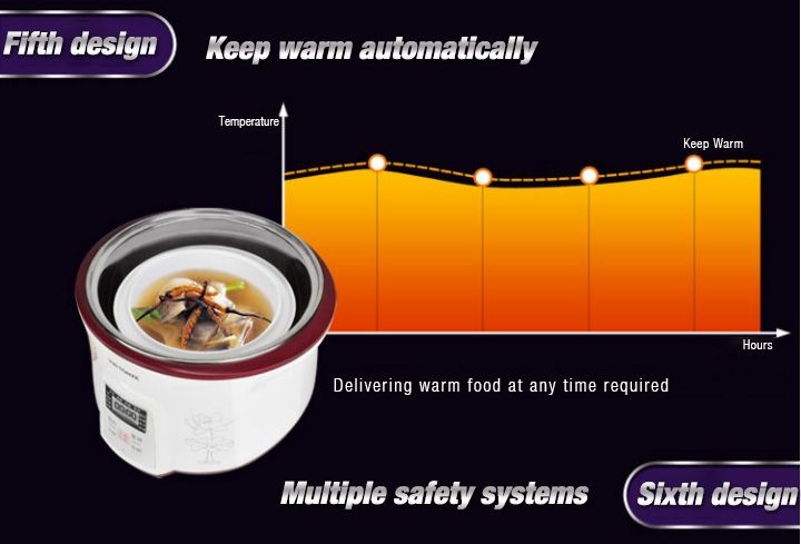 TONZE SMART ELECTRIC STEW POT DGD-18EG 1.8L WITH 4 CERAMIC INNER POTS