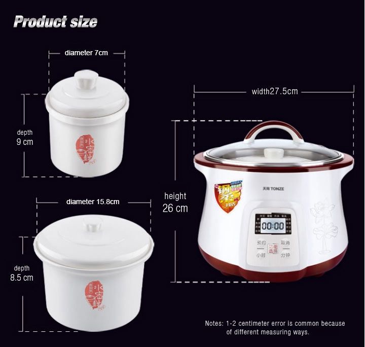 TONZE SMART ELECTRIC STEW POT DGD-18EG 1.8L WITH 4 CERAMIC INNER POTS