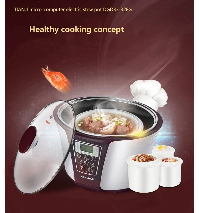 TIANJI Smart 4 Ceramic Pot Electric Stew Pot DGD33-32EG 4-in-1 3.2